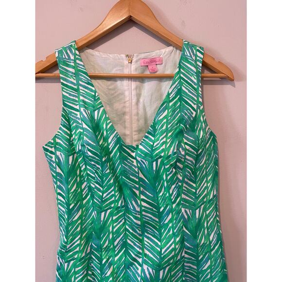 Lilly Pulitzer Sleeveless Dress Green Blue Print Casual Party Size 4‎ - Picture 3 of 7